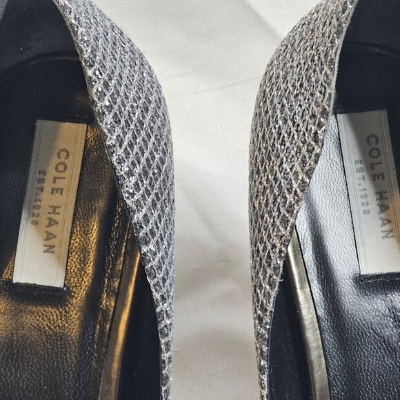 New Cole Haan Antonia Glitter Open Toe Pumps - Picture 7 of 13